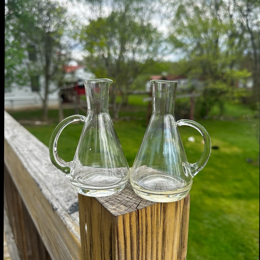 Vintage Hand Made West Virginia Glass Cruets Set of 2